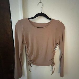 Brown cinched crop top